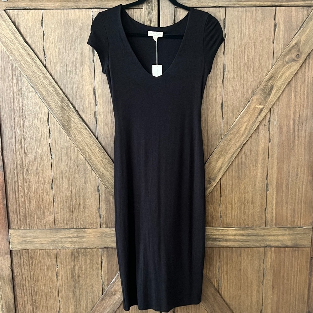 See You Monday Black Bodycon Fitted Midi Dress Size Medium NWT - Picture 2 of 7